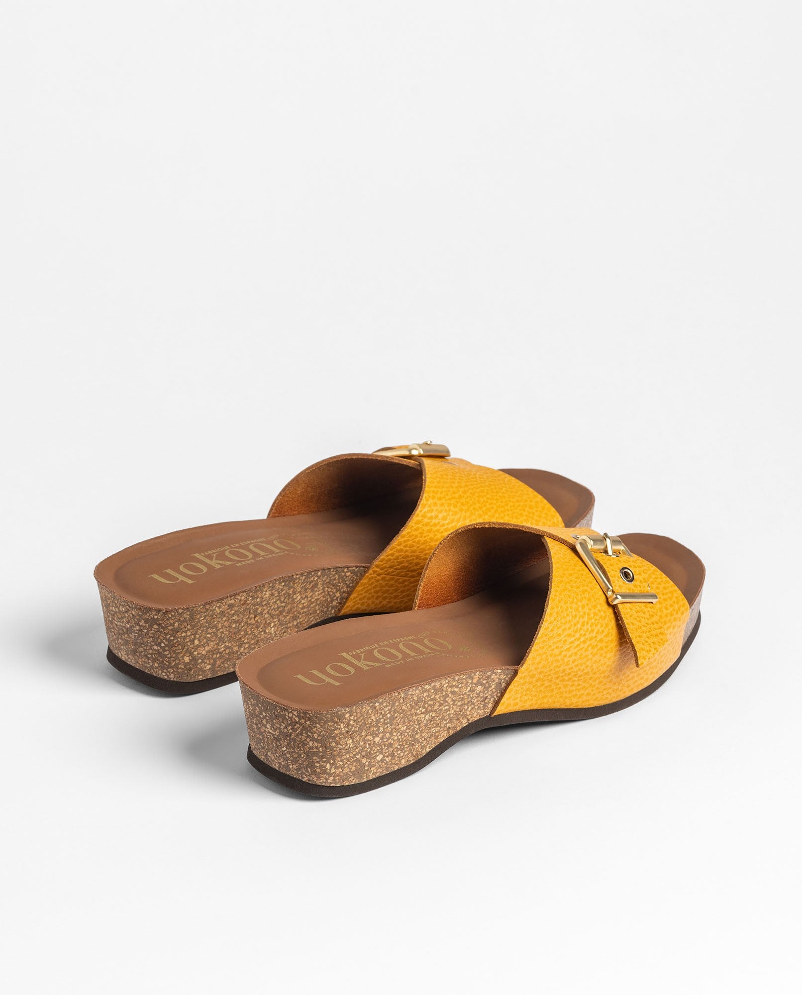 Yokono Bogo-260 sandali con zeppa arancioni in cuoio