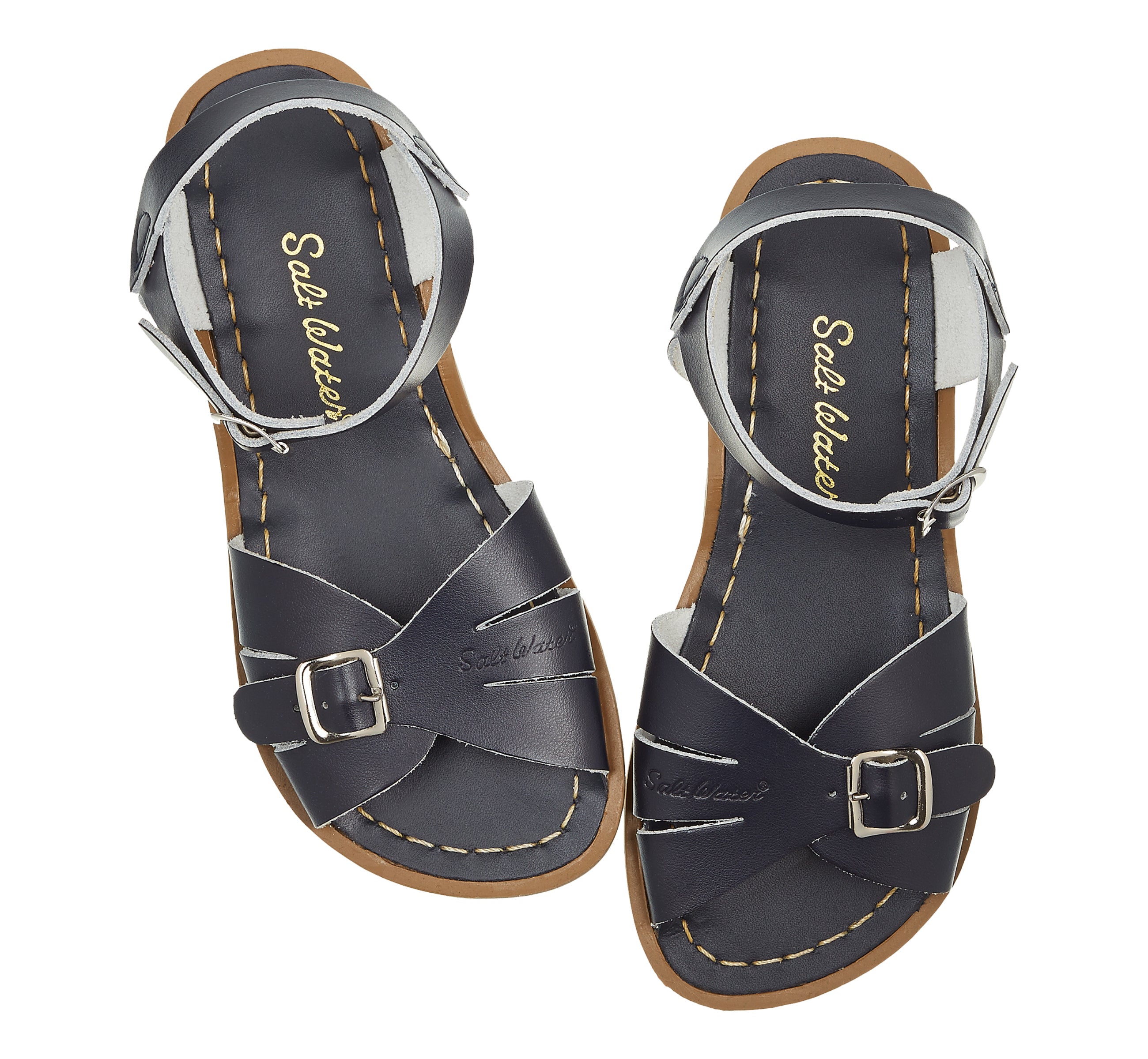 Salt-Water Classic sandali bimbo blu navy in cuoio