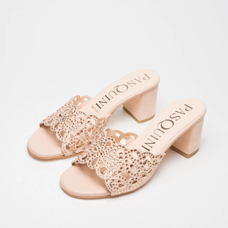 Pasquini Diva sabot nude camoscio tacco 6 cm