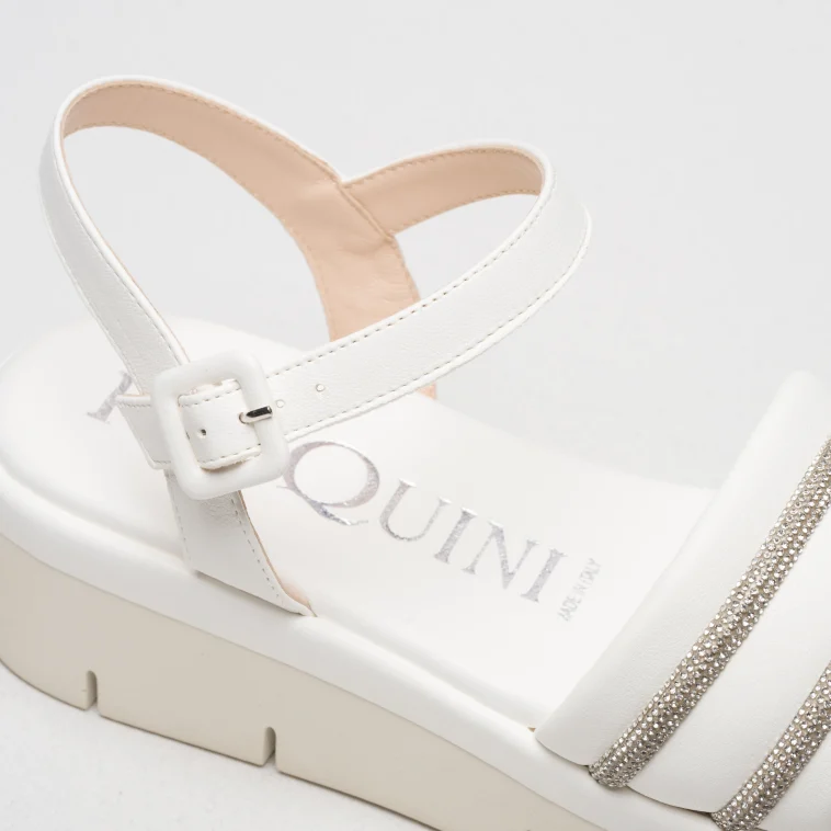Pasquini Sandy sandalo avorio in pelle con strass