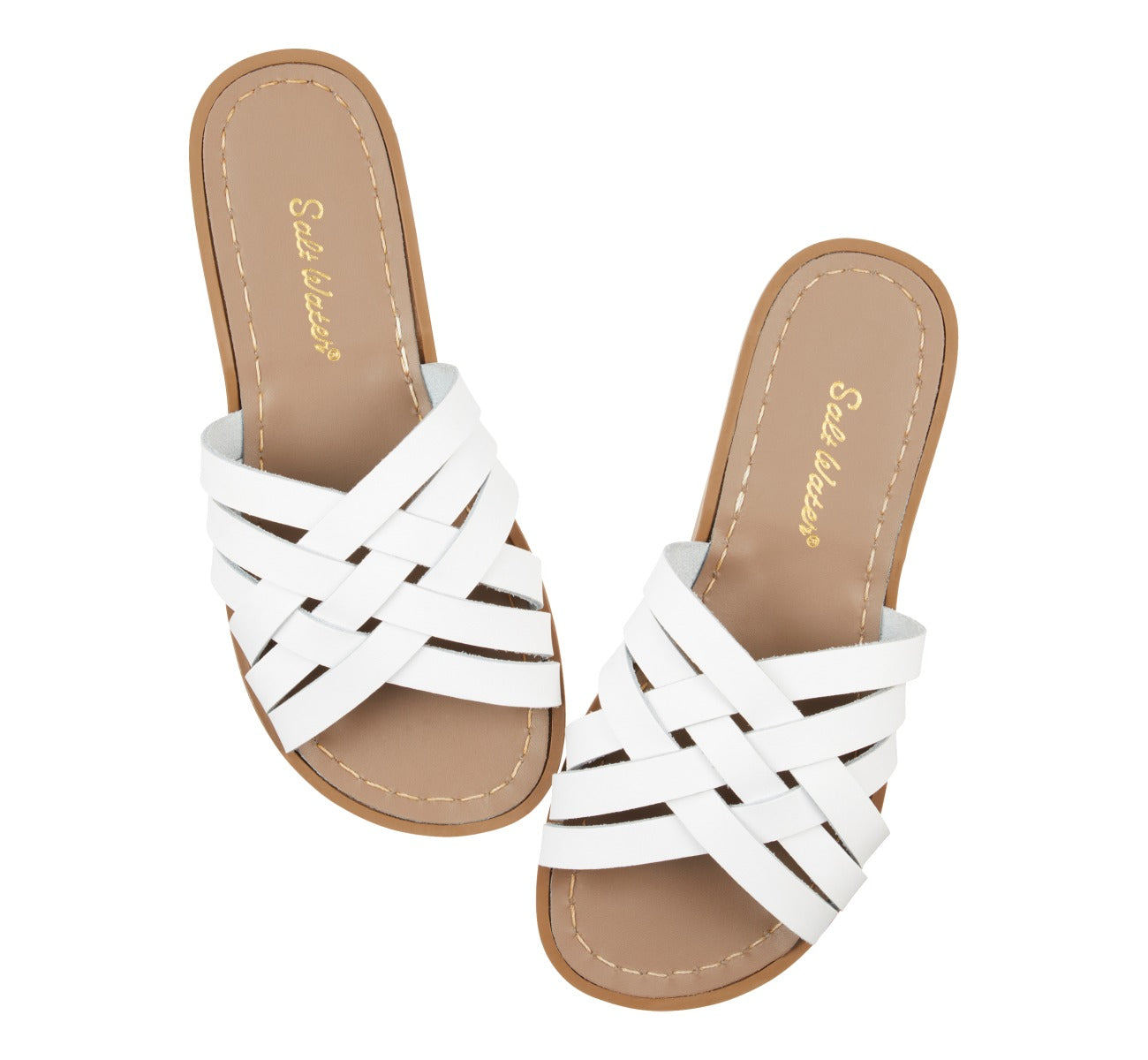 Salt-Water Retro Slide ciabatte donna bianche cuoio
