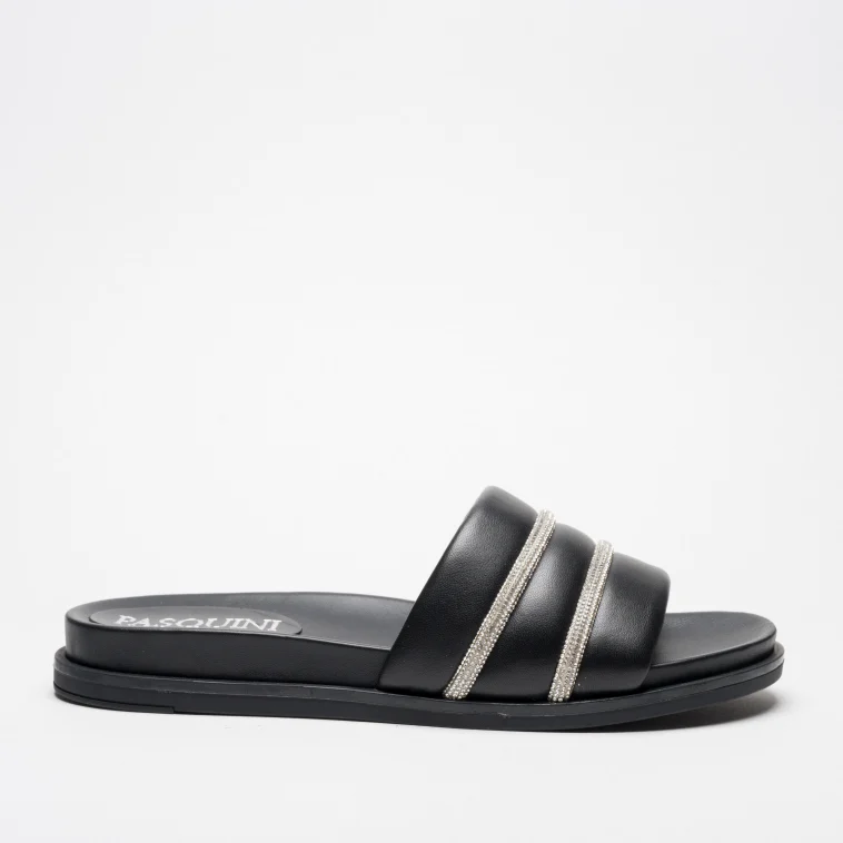 Pasquini Calzature Nora ciabatta nera nappa strass 2,5 cm