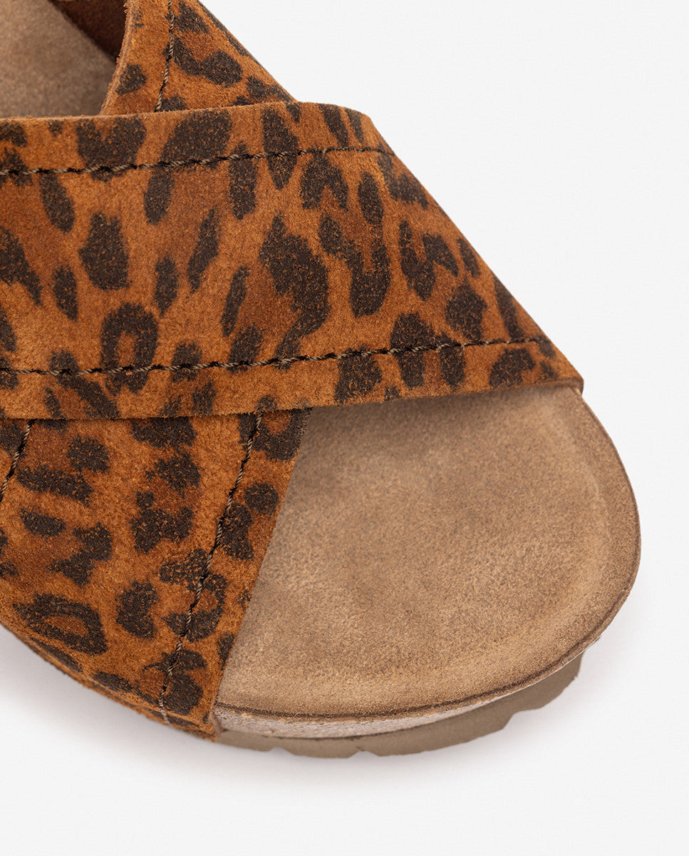Yokono Bari-257 sandali con zeppa leopardati in pelle