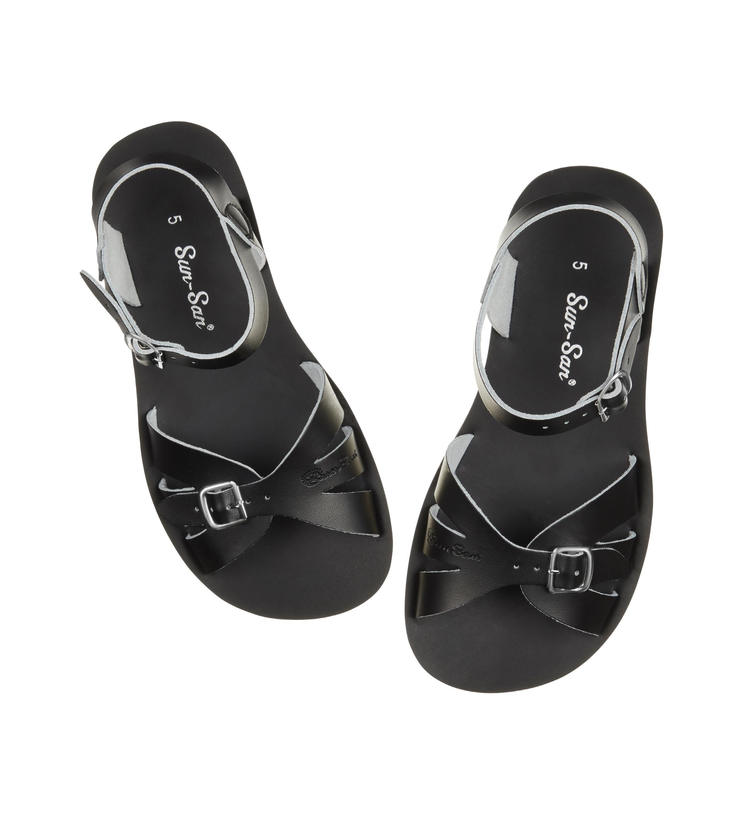 Salt-Water Sandals Boardwalk sandali donna nero in cuoio