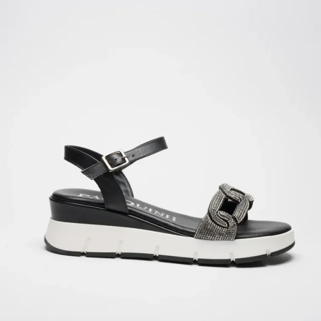 Pasquini Paola sandalo nero zeppa 6 cm strass