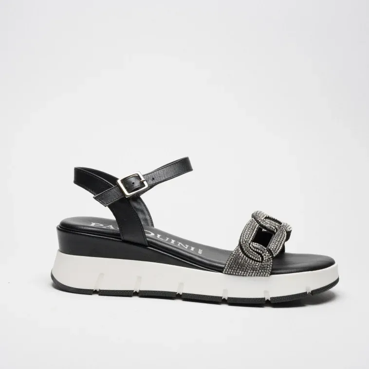 Pasquini Paola sandalo nero zeppa 6 cm strass
