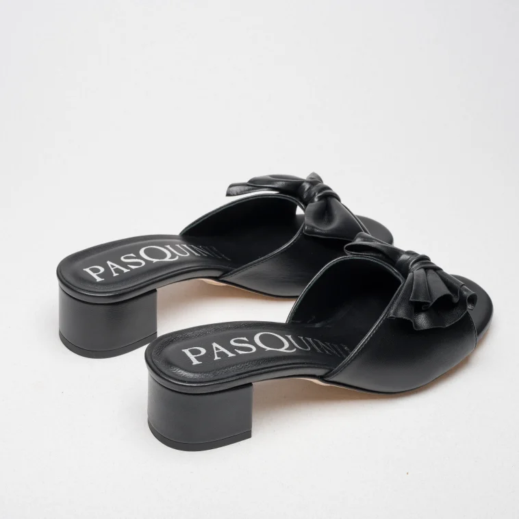 Pasquini Vicky sabot nero con fiocco tacco 4 cm
