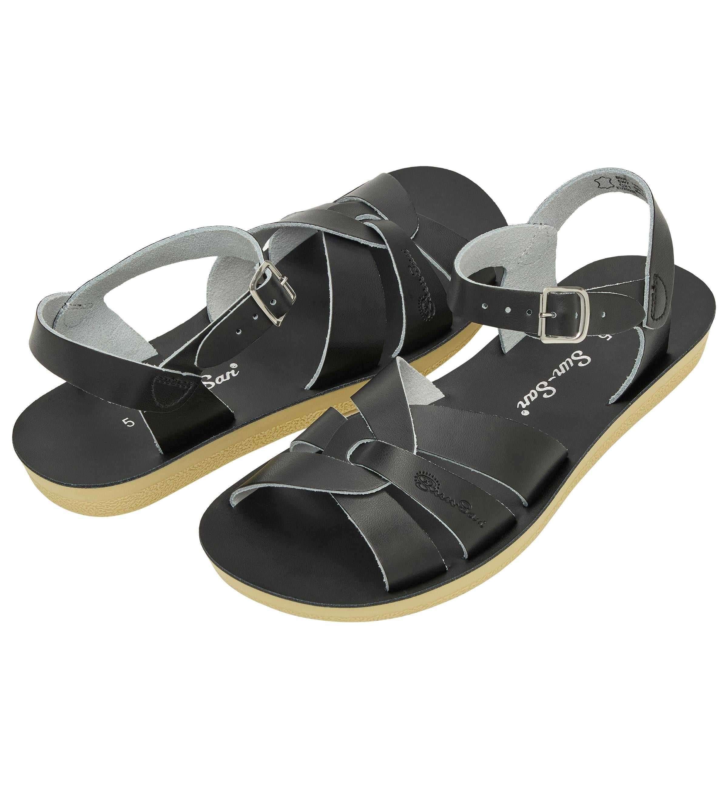 Salt-Water Swimmer sandali donna neri in cuoio