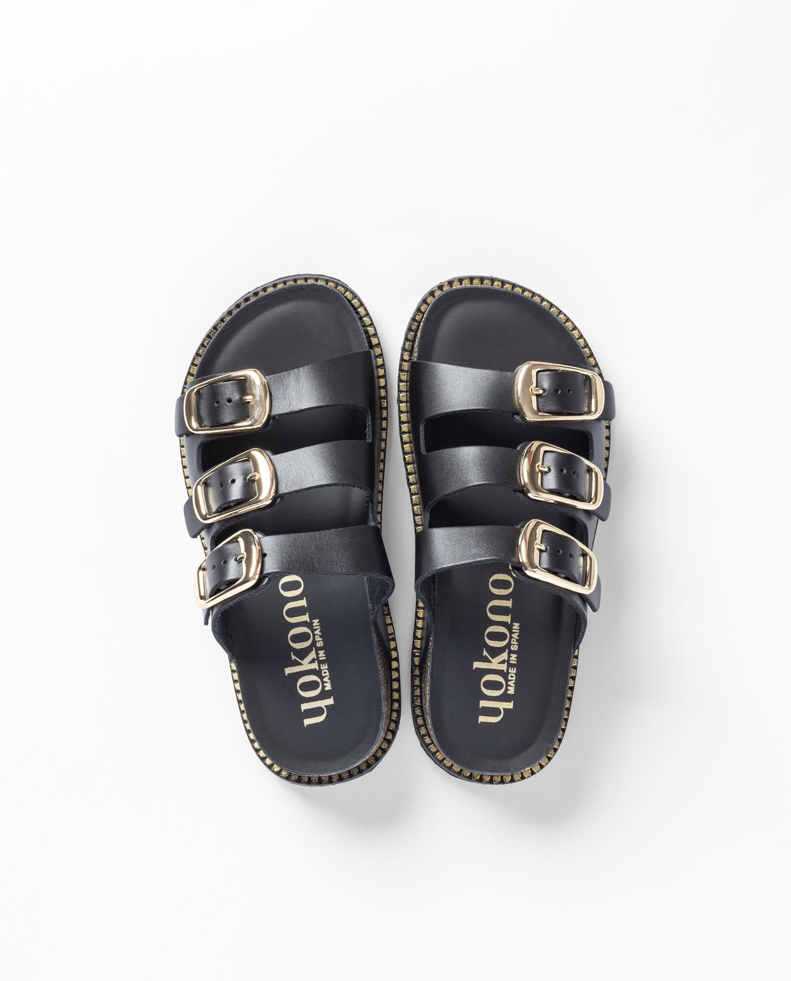 Yokono Ali 260 sandali plateau nero sughero con fibbie