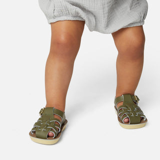 Salt-Water Sailor sandali neonato oliva in cuoio