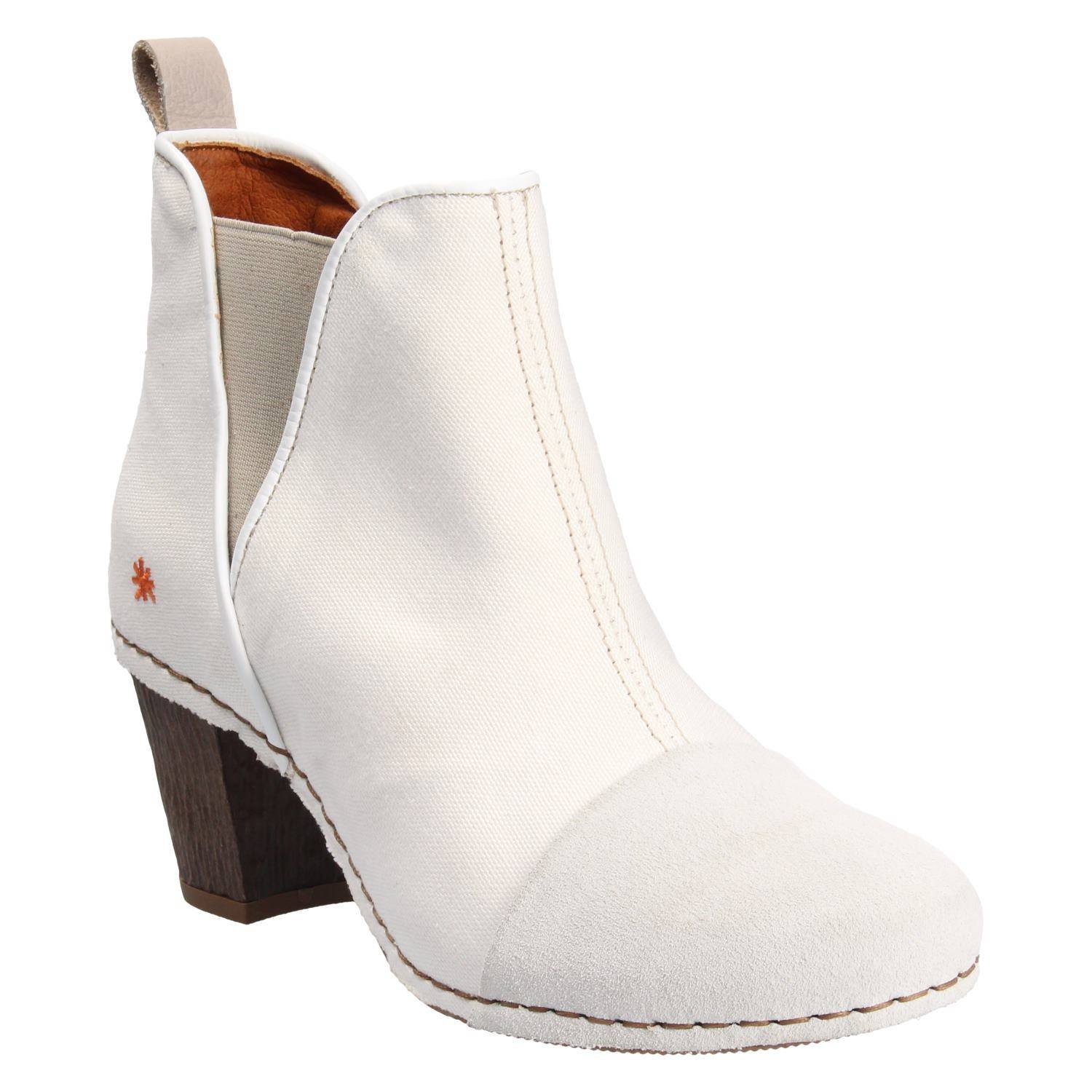 Art 1272T Cera Bianca stivaletto bianco tela 36 EU tacco 7 cm
