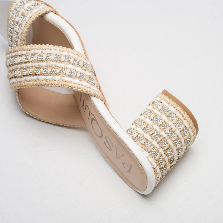 Pasquini Calzature Zoe sabot beige avorio tacco 6 cm