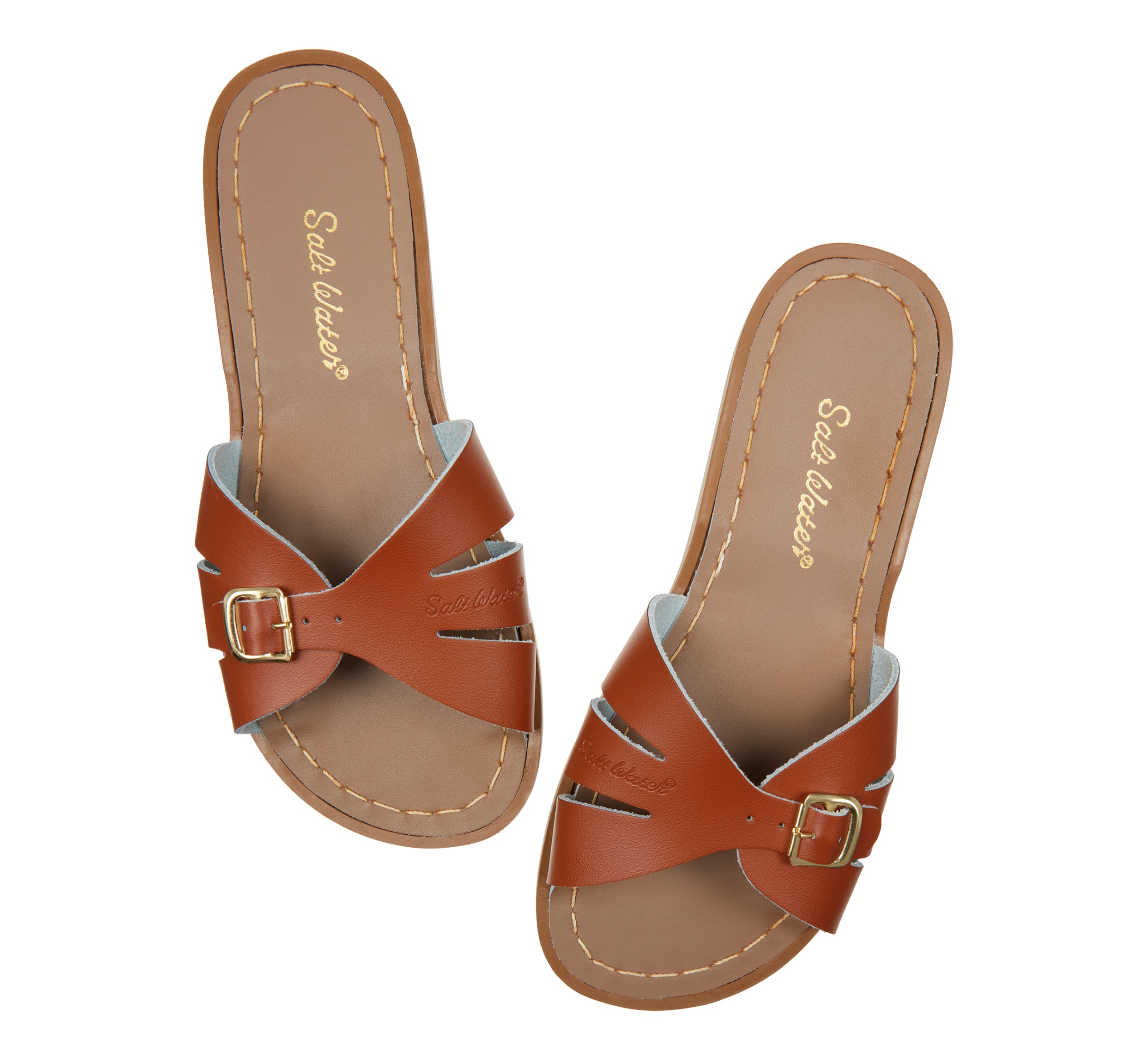 Salt-Water Classic Slide Tan ciabatte donna in cuoio marrone