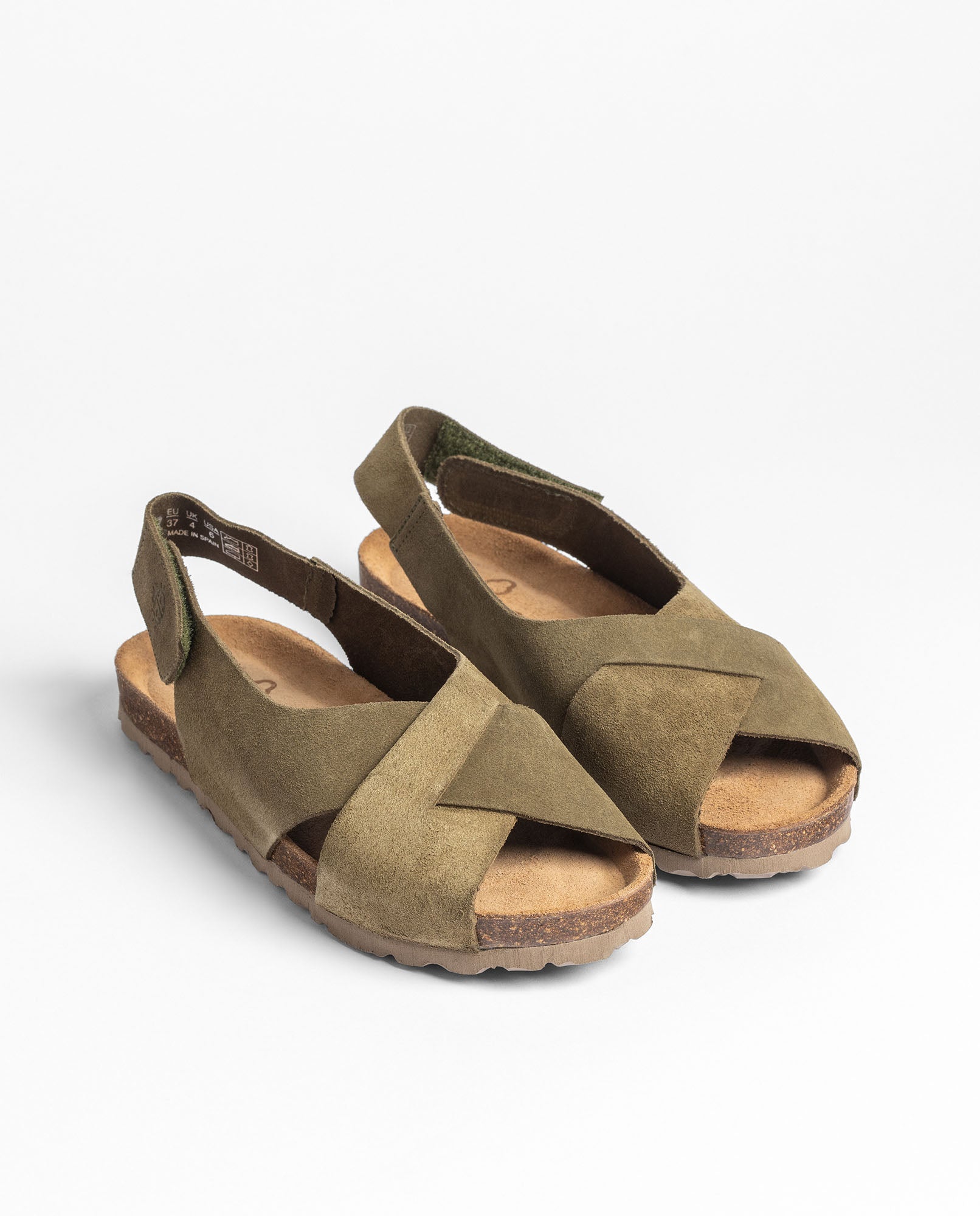 Yokono Villa-175 sandali donna verde in pelle con velcro