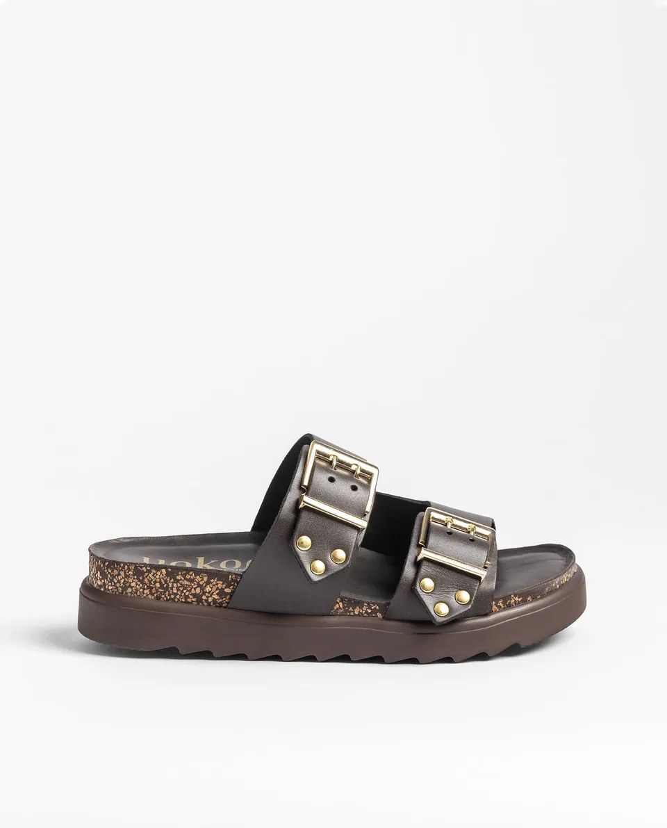 Yokono Tunez 262 sandali plateau marrone in cuoio