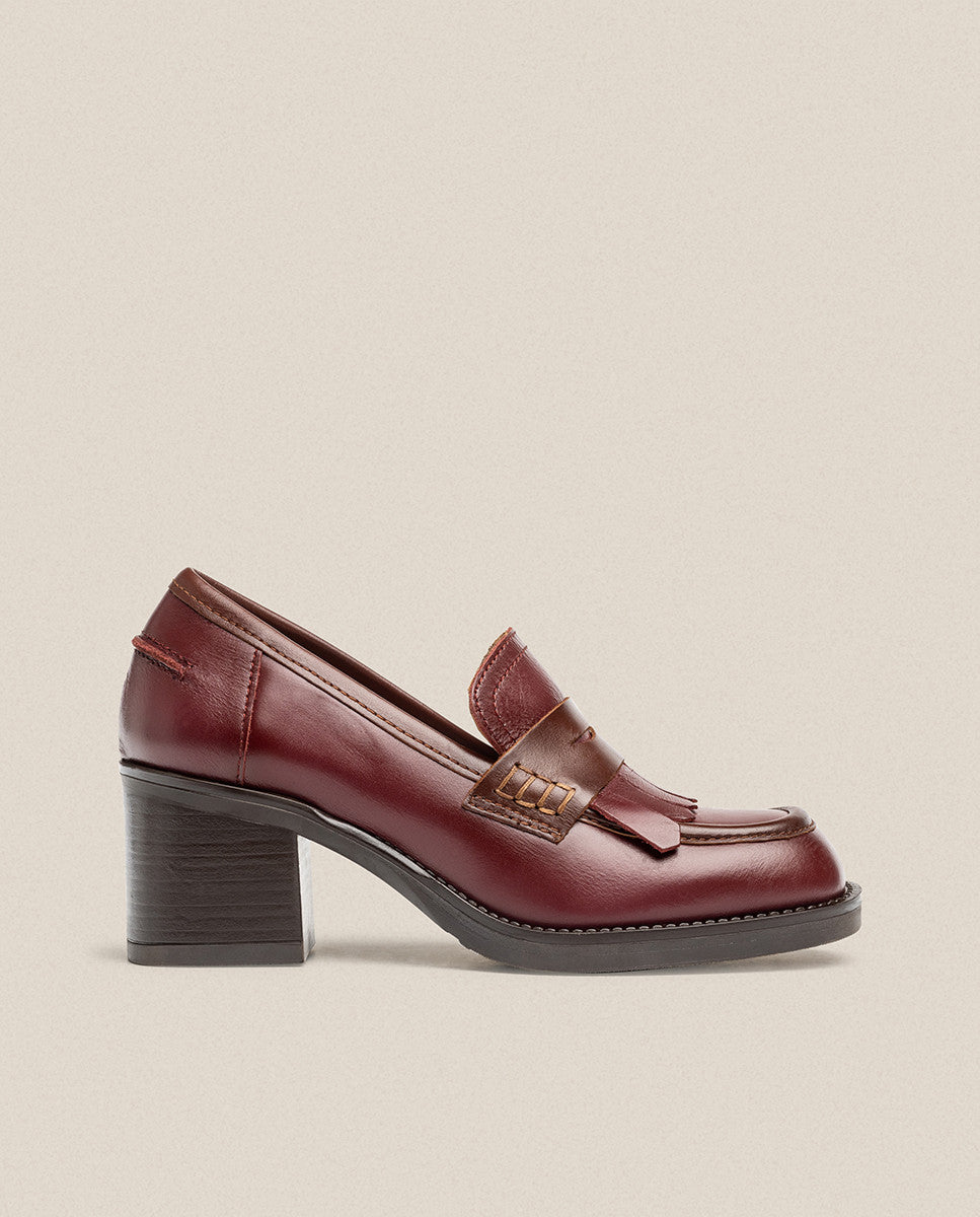 Yokono Landas-006 decollete donna bordeaux in pelle