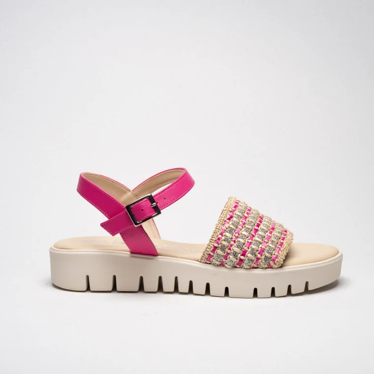Pasquini City Chic Dora sandalo beige fucsia strass
