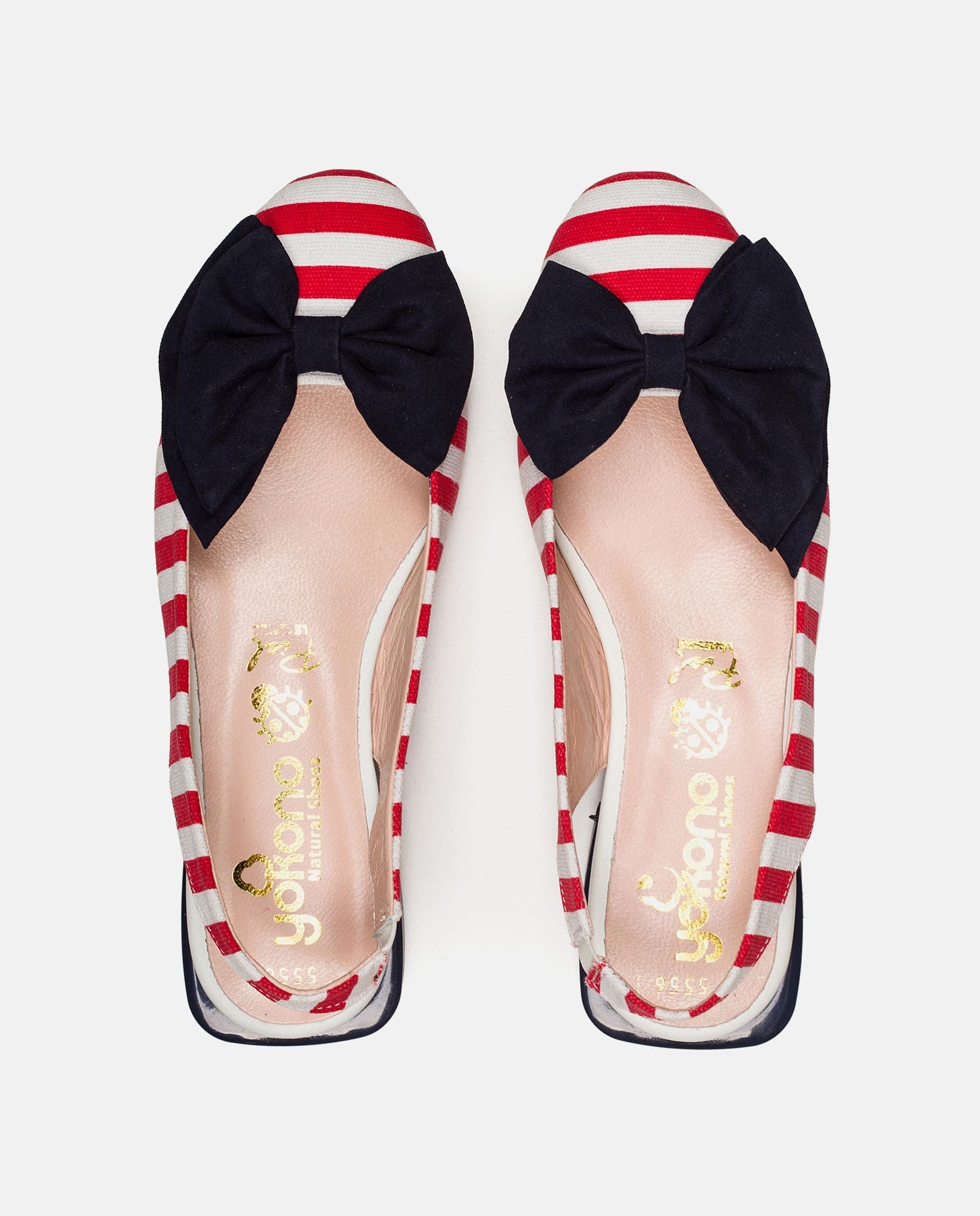Yokono Barrie 001 ballerine donna rosse righe laccio
