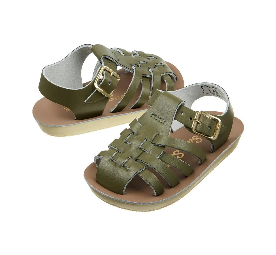 Salt-Water Sailor sandali bambino verde oliva in cuoio