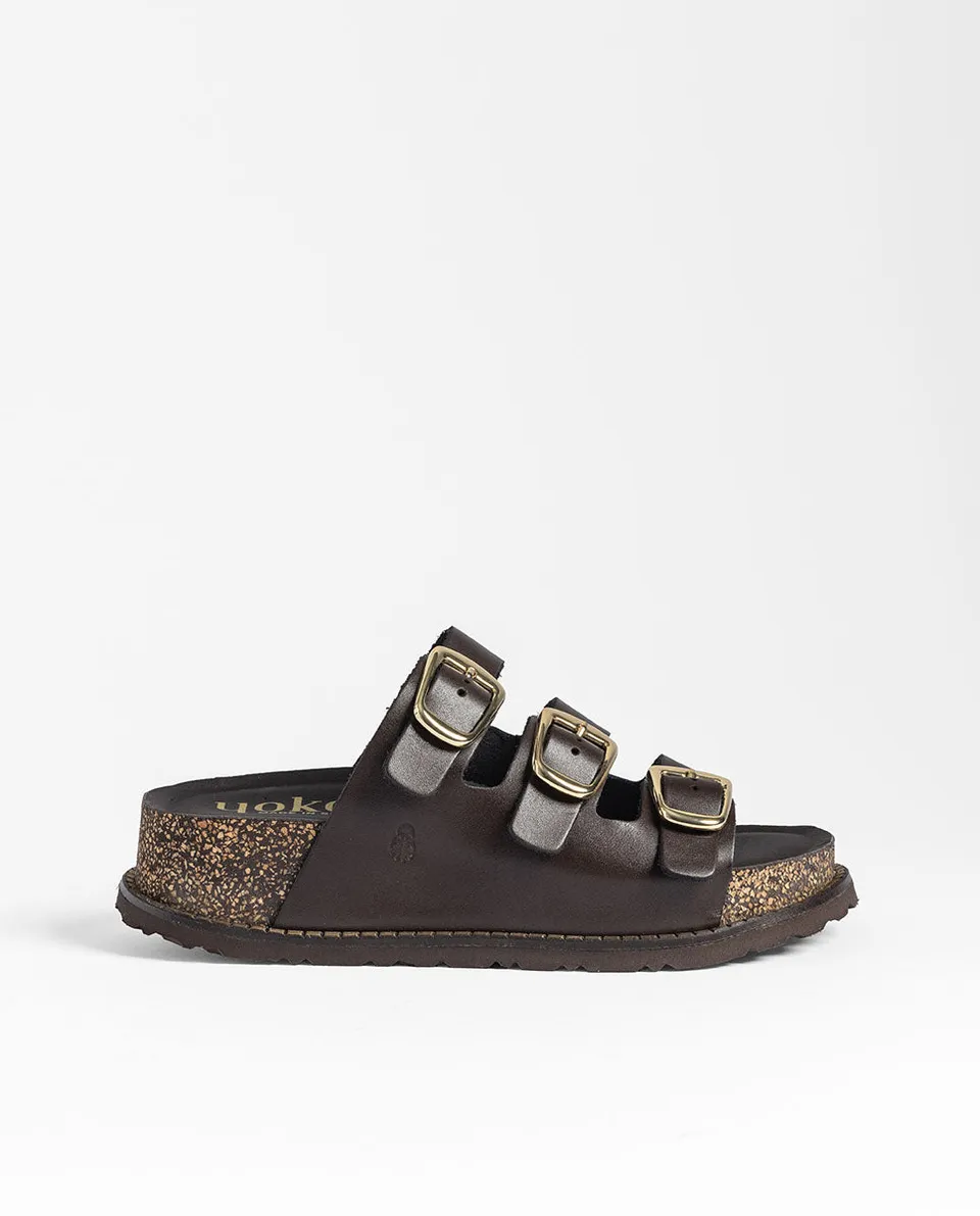Yokono Ali-260 sandali plateau donna marrone in cuoio