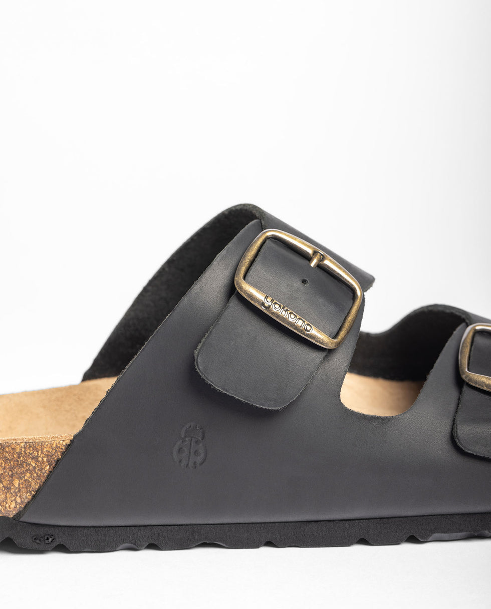 Yokono MACAM-150 sandali da uomo nero pelle fibbie