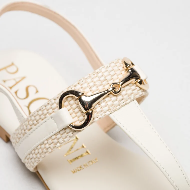 Pasquini Calzature Capri infradito avorio morsetto oro