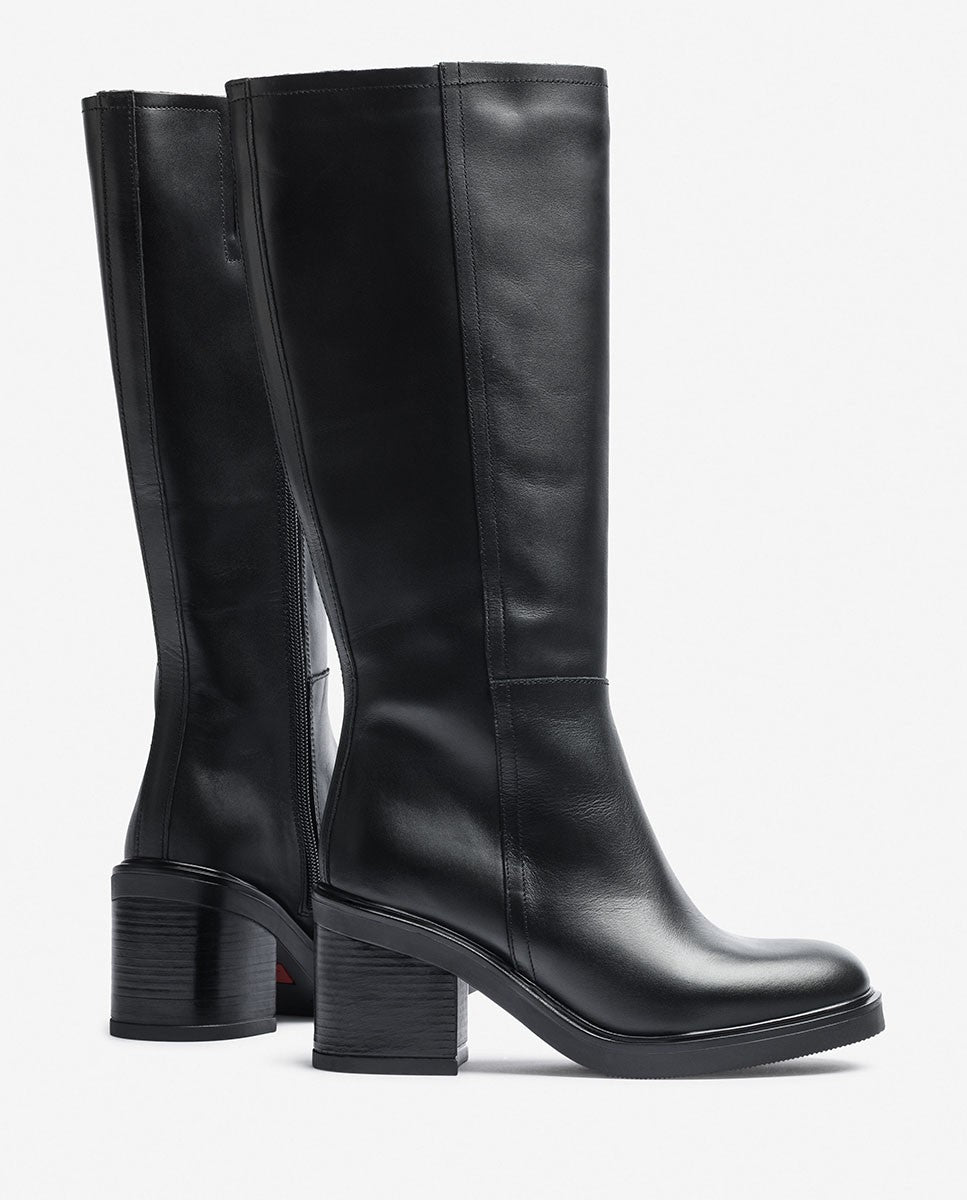 Yokono Mire 003 stivali alti donna nero in pelle tacco 6