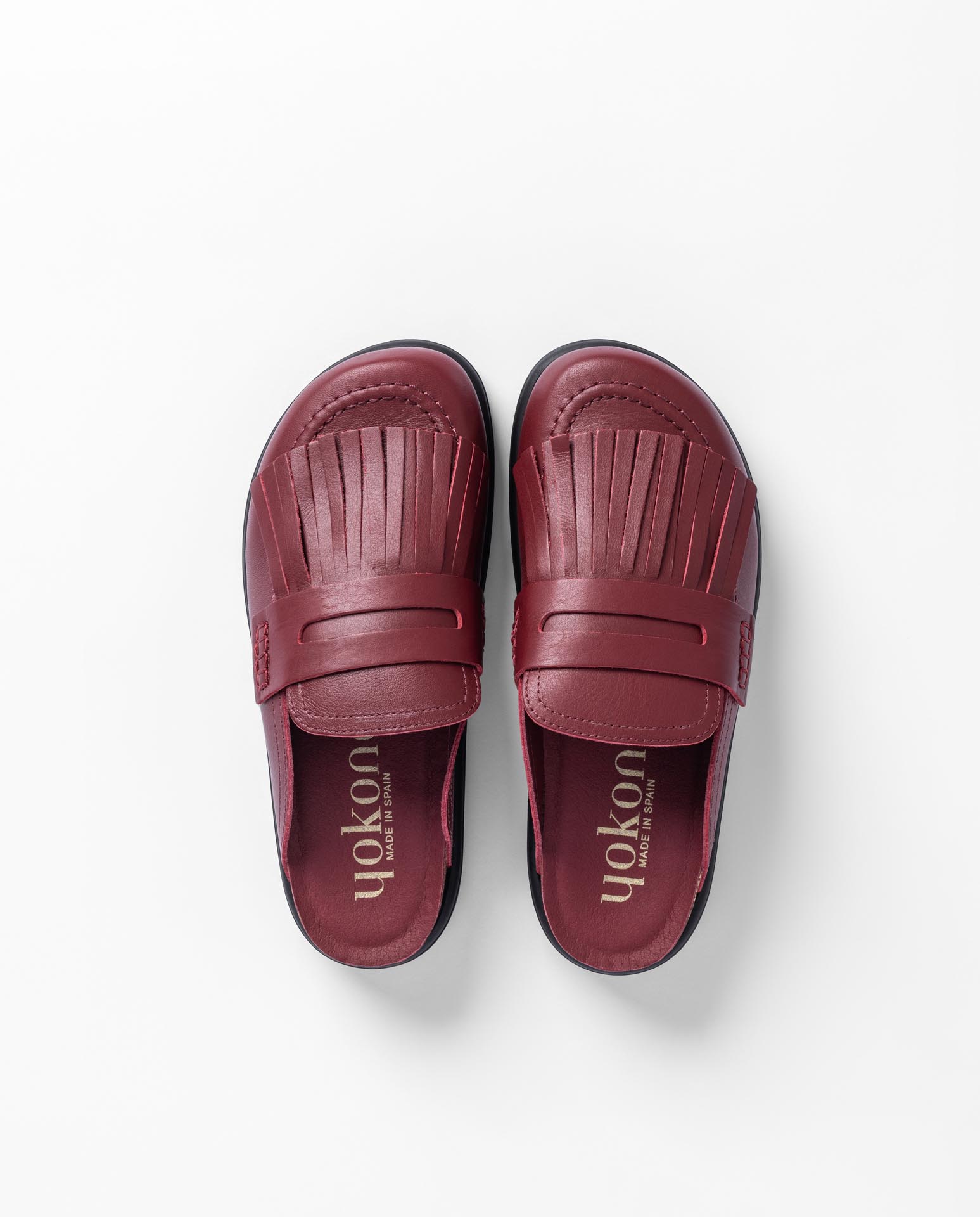 Yokono Tunez-656 zoccoli bordeaux in pelle mocassino