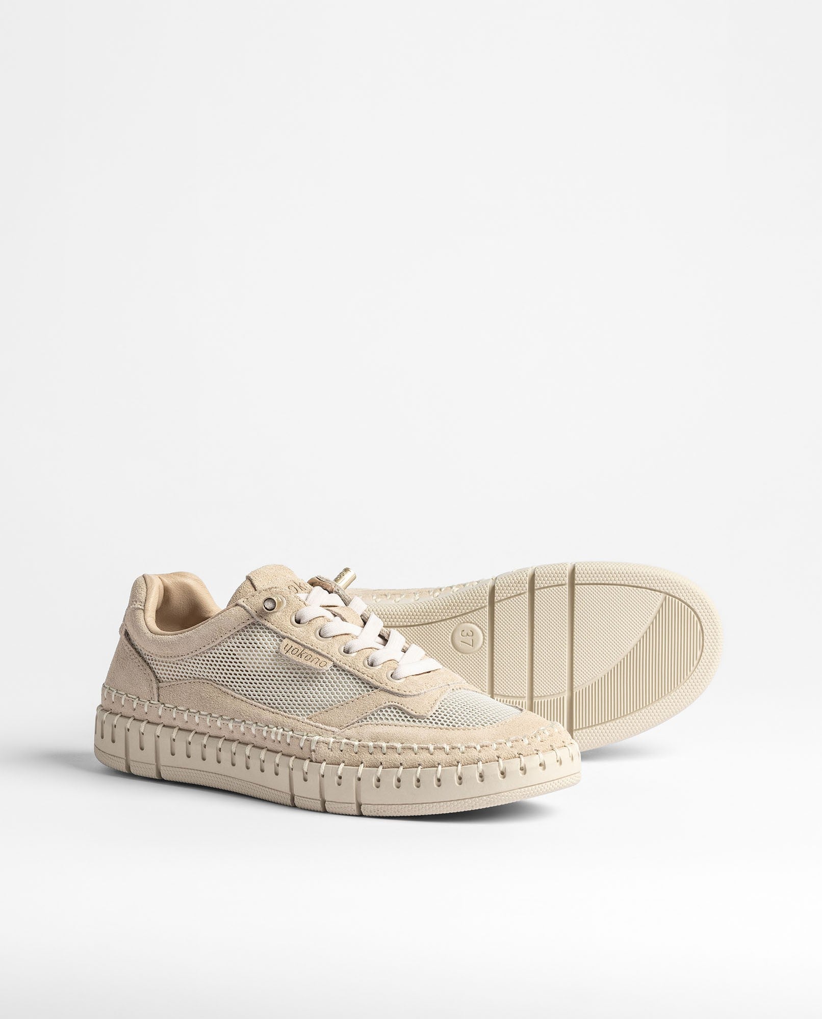 Yokono Flow FLOW-104 sneakers donna beige in pelle