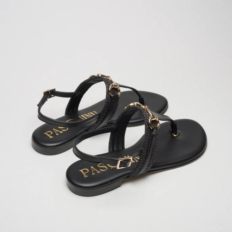 Pasquini Calzature Capri sandalo infradito nero cuoio