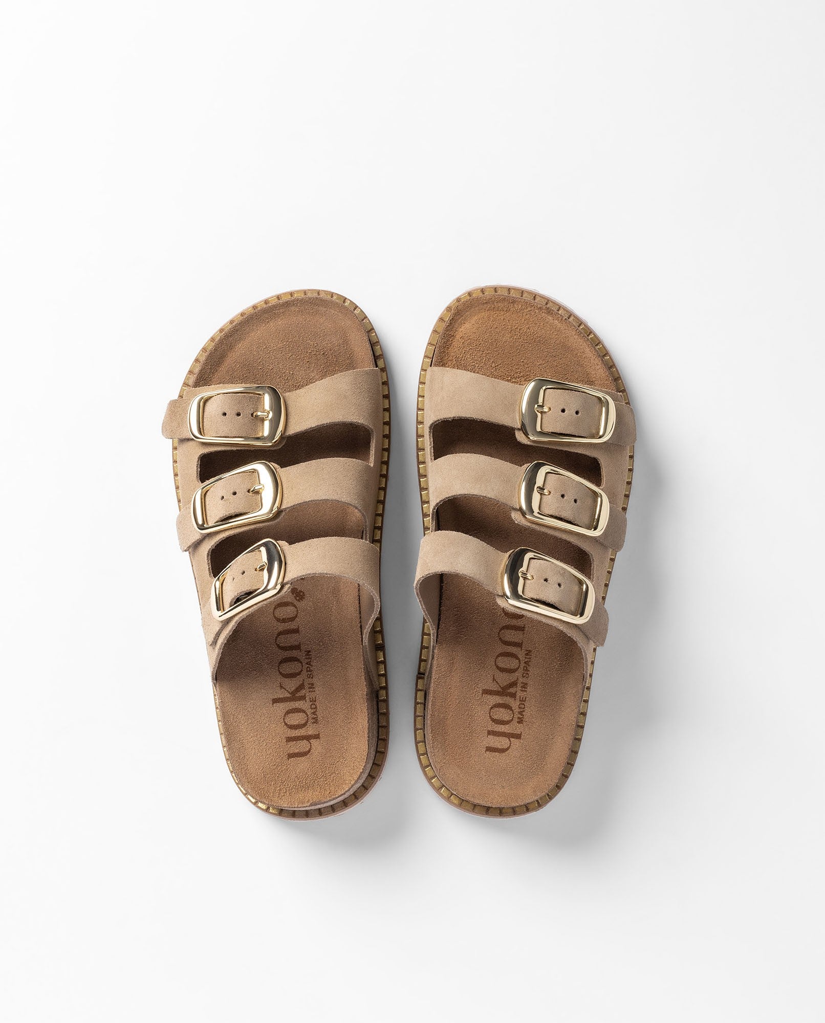 Yokono Ali-260 sandali con plateau marrone chiaro in pelle