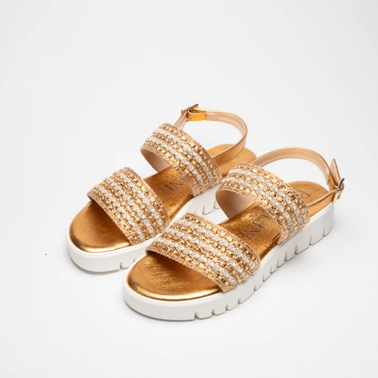 Pasquini Calzature Lisa sandalo bronzo platform strass