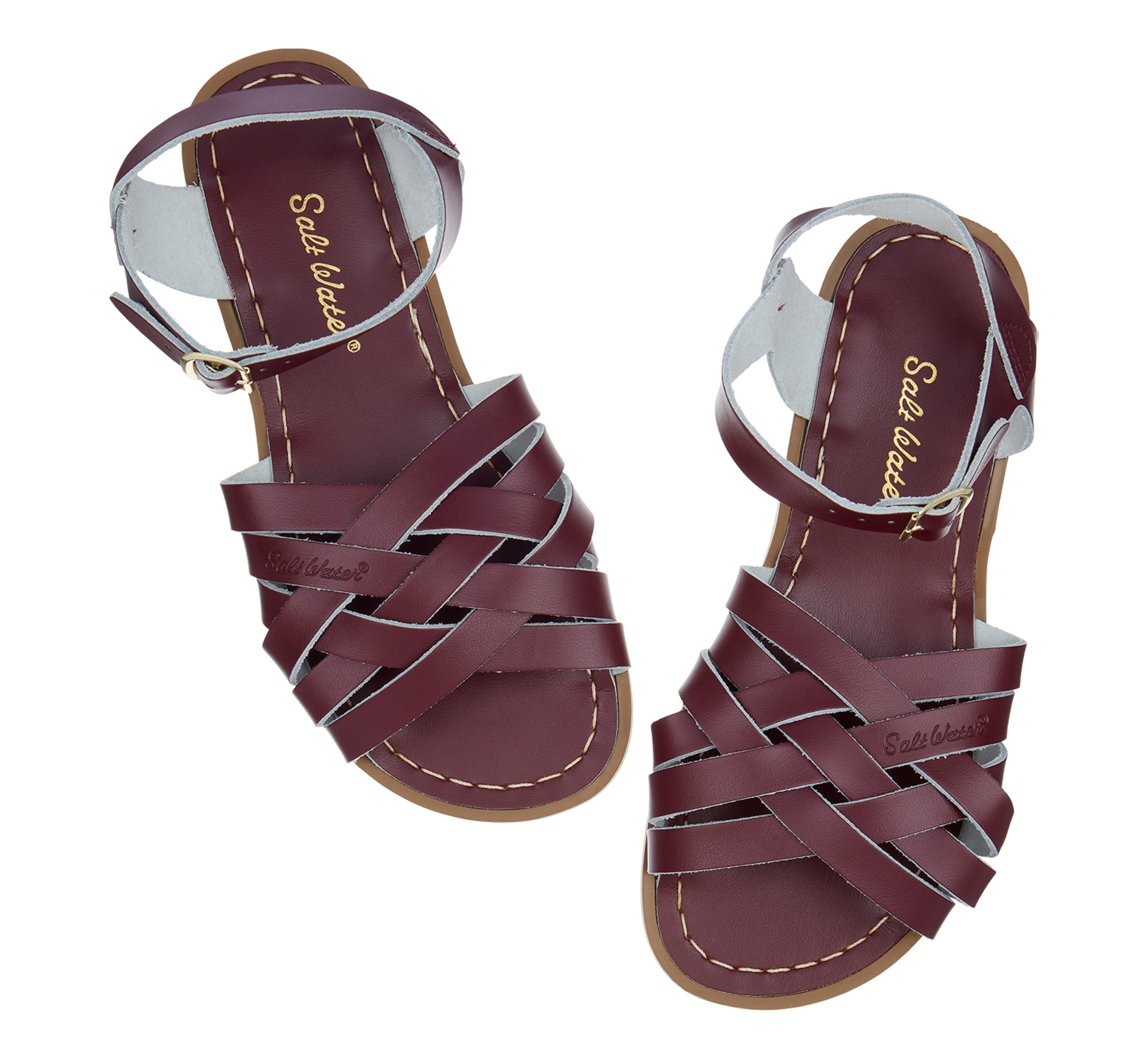 Salt-Water Retro Claret sandali donna in cuoio