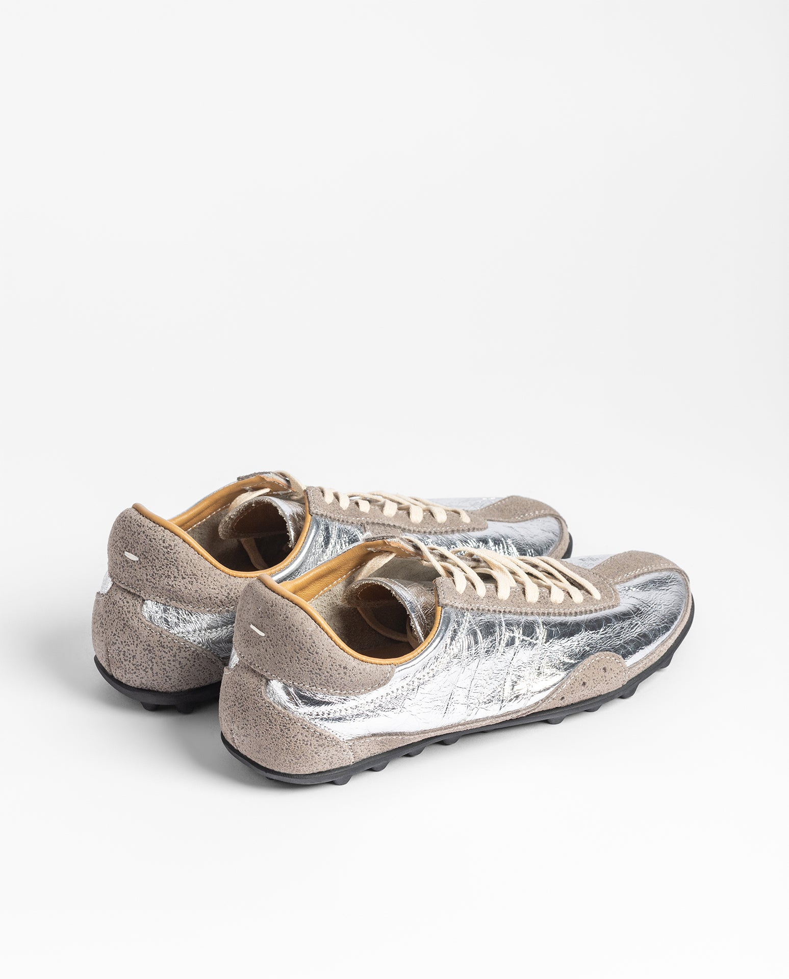 Yokono Lyon-261 sneakers donna argento in pelle con lacci