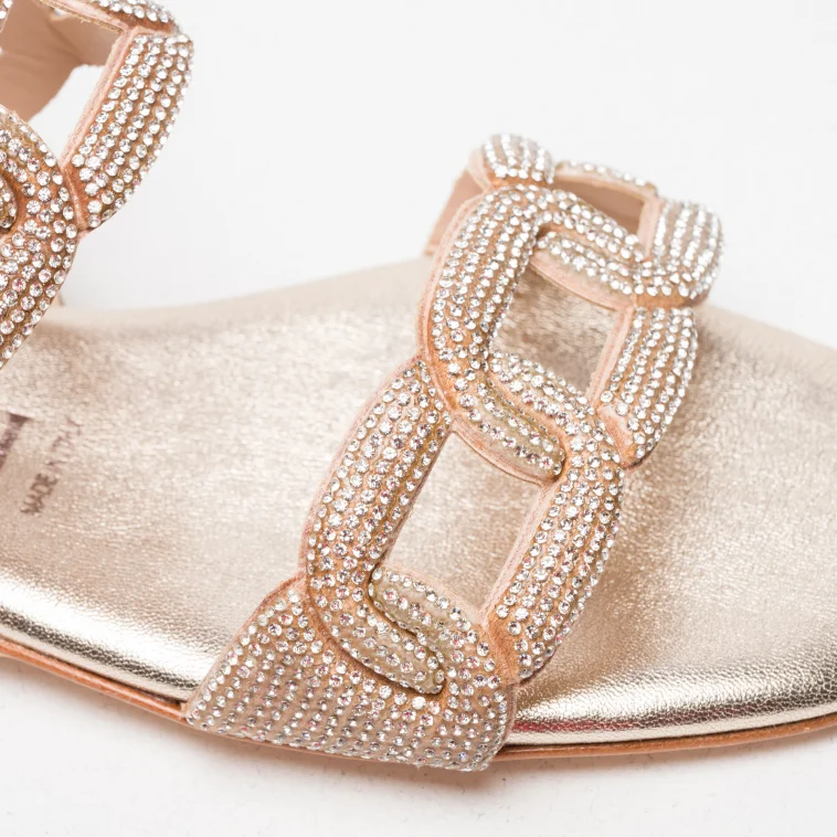 Pasquini Giulia sandalo tortora flat strass