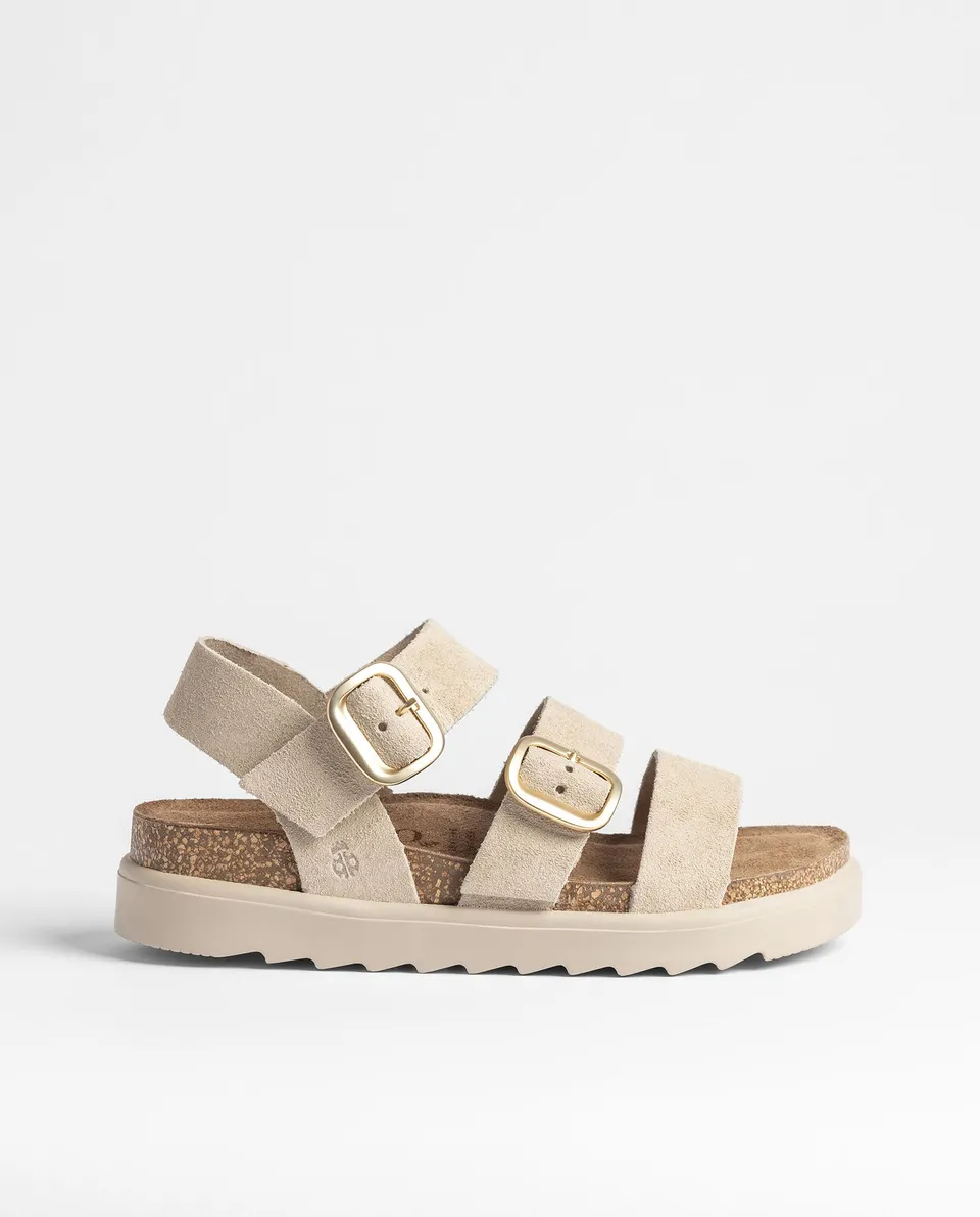Yokono Tunez-127 sandali donna beige in pelle con fibbia