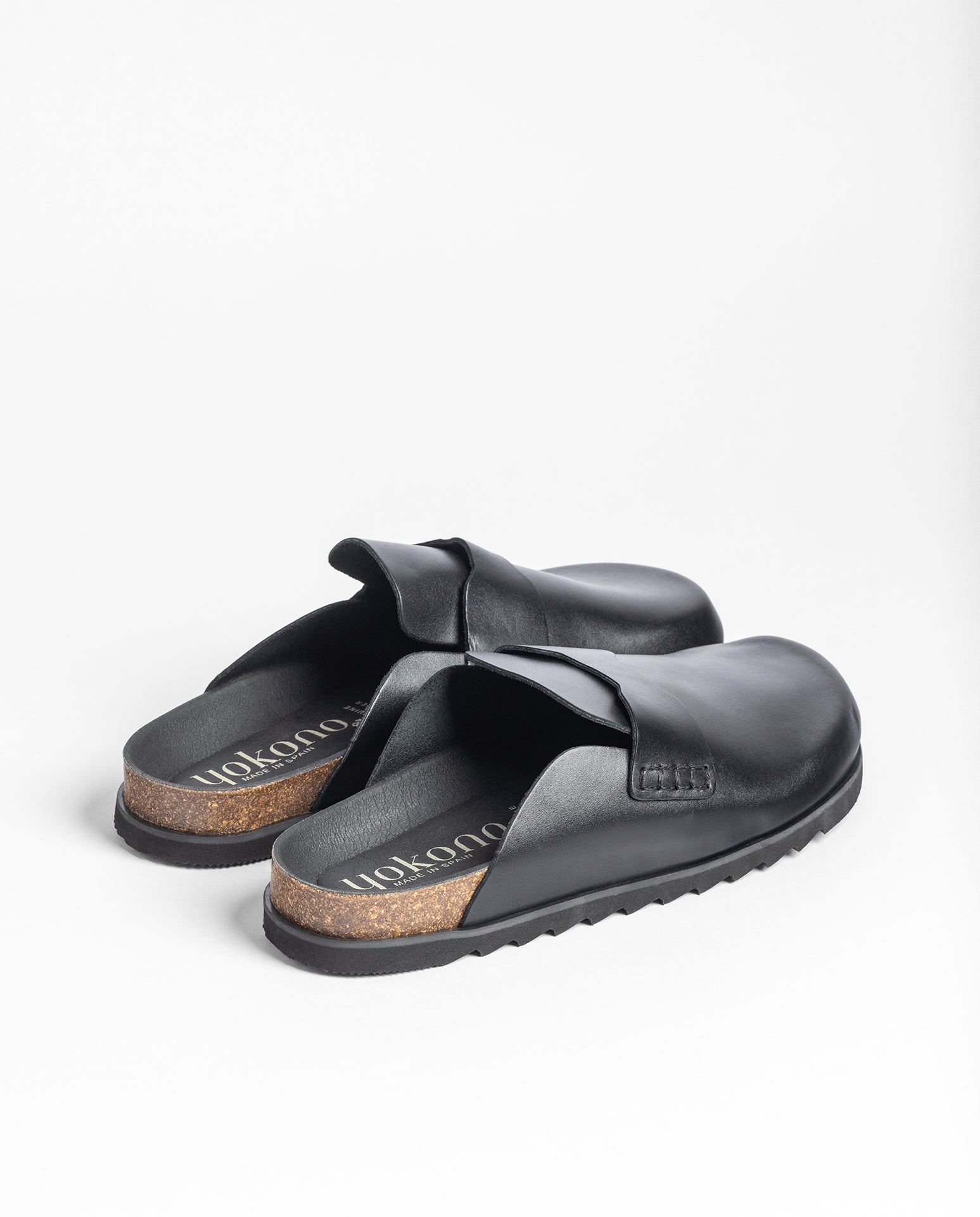 Yokono Teleno-260 zoccolo uomo nero in pelle