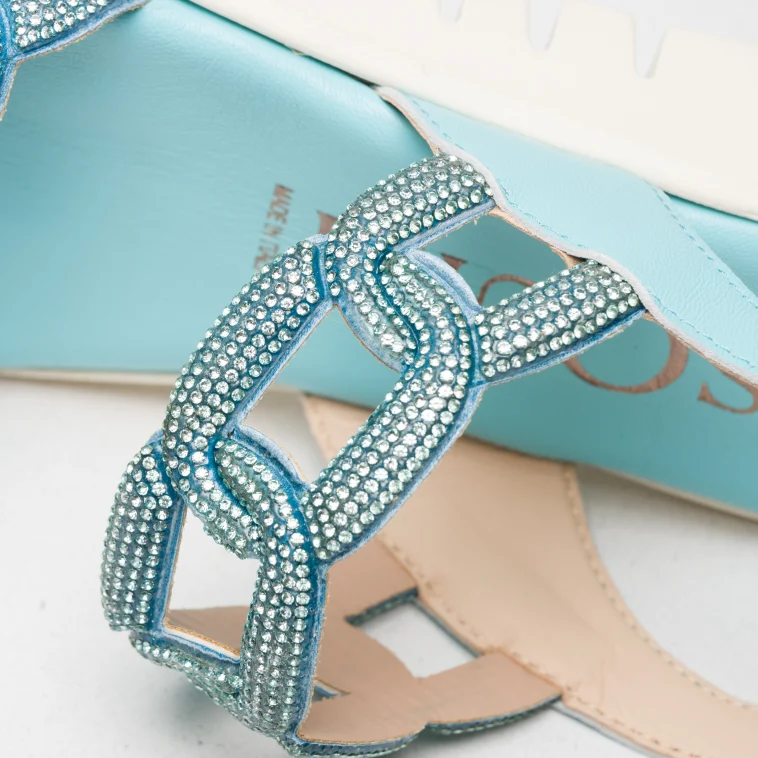 Pasquini Calzature Greta sandalo verde acqua strass 3 cm
