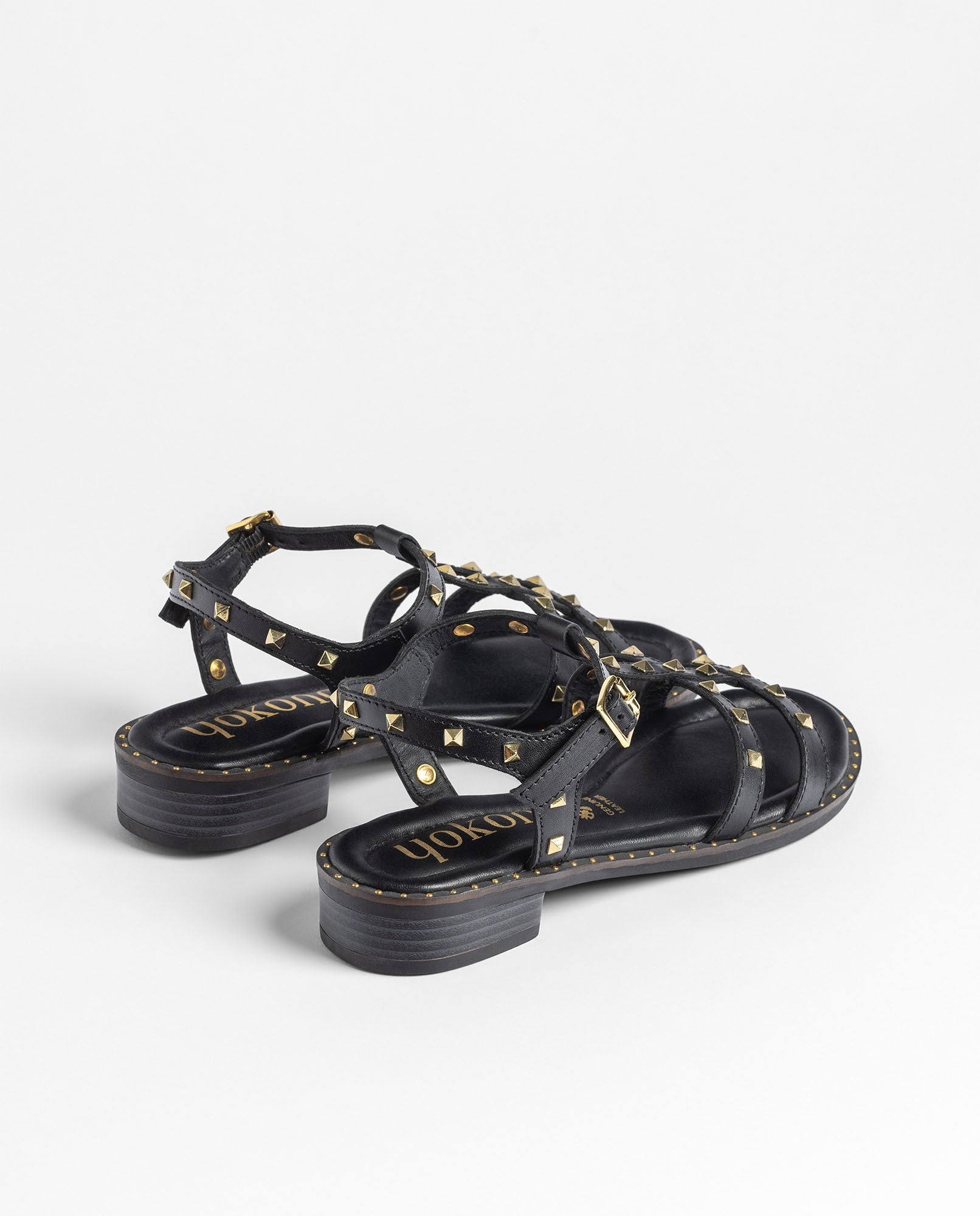 Yokono Dud 503 sandali con tacco donna nero in cuoio