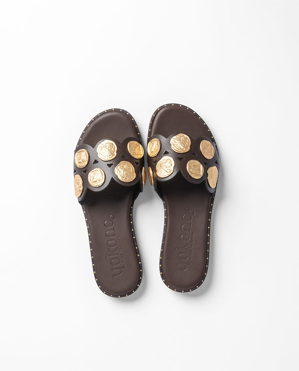 Yokono Lara-273 sandali bassi marrone in pelle
