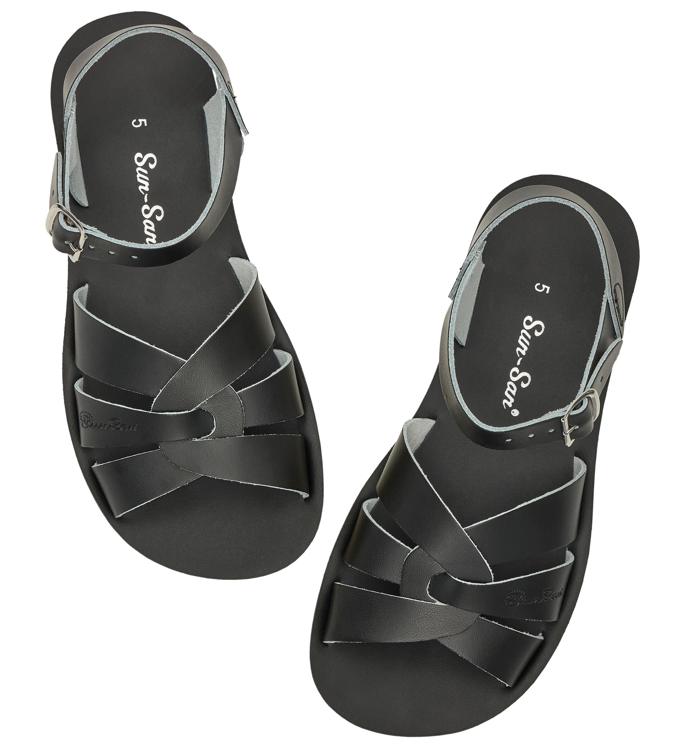 Salt-Water Swimmer sandali donna neri in cuoio
