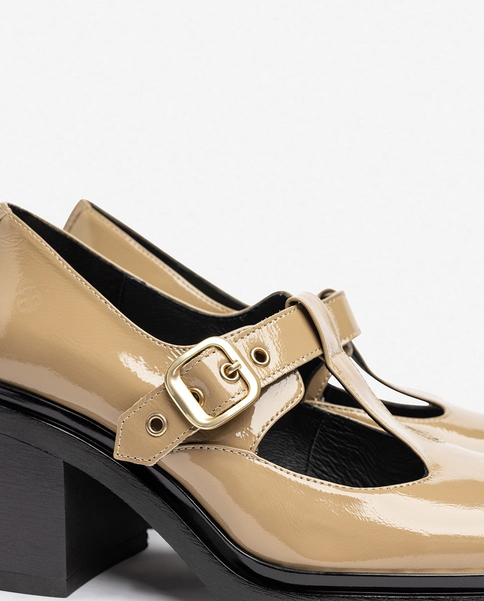 Yokono Ella-003 scarpe donna beige tacco 6 cm con fibbia