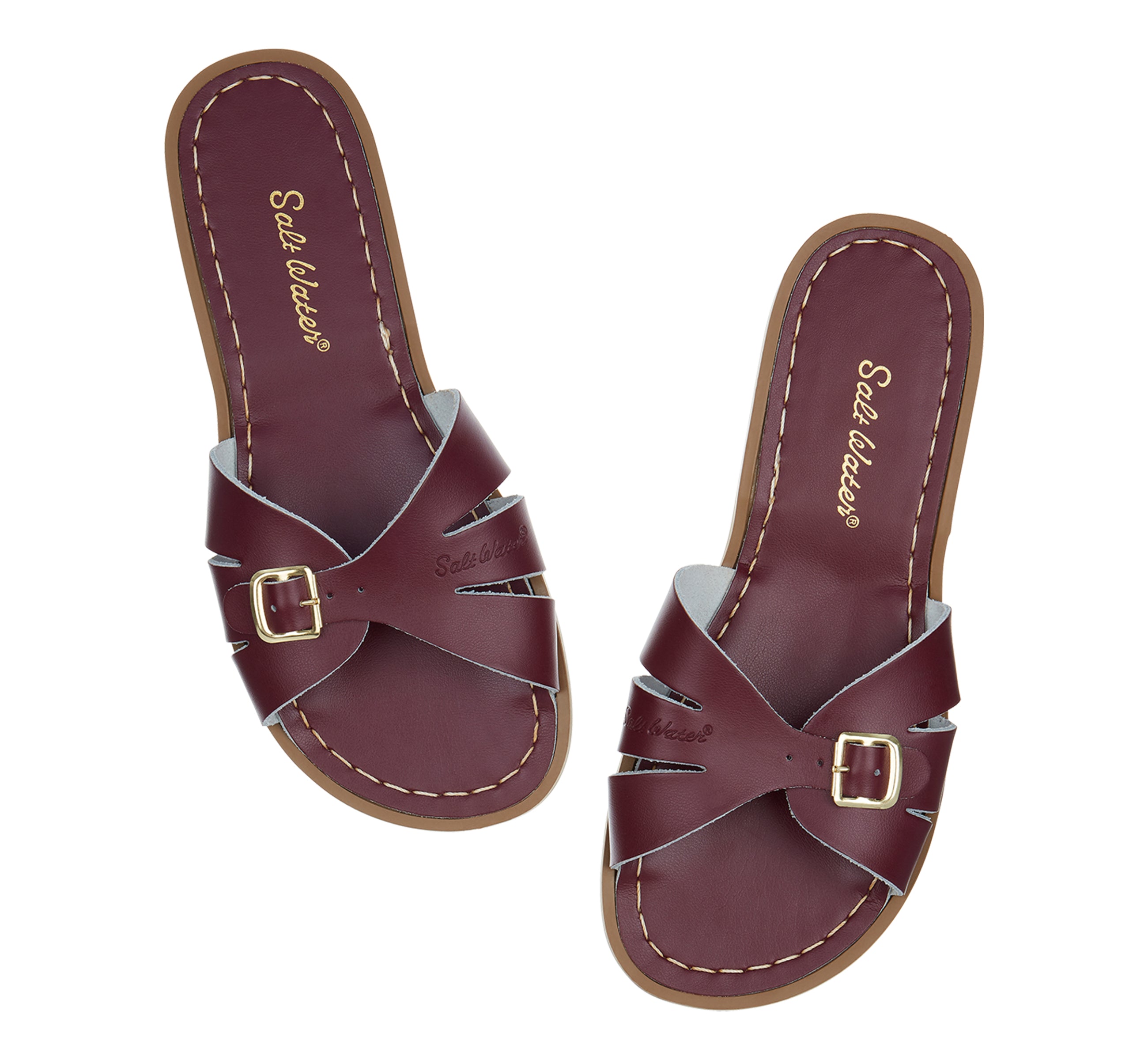 Salt-Water Sandals Classic Slide Claret sandali donna bordeaux cuoio