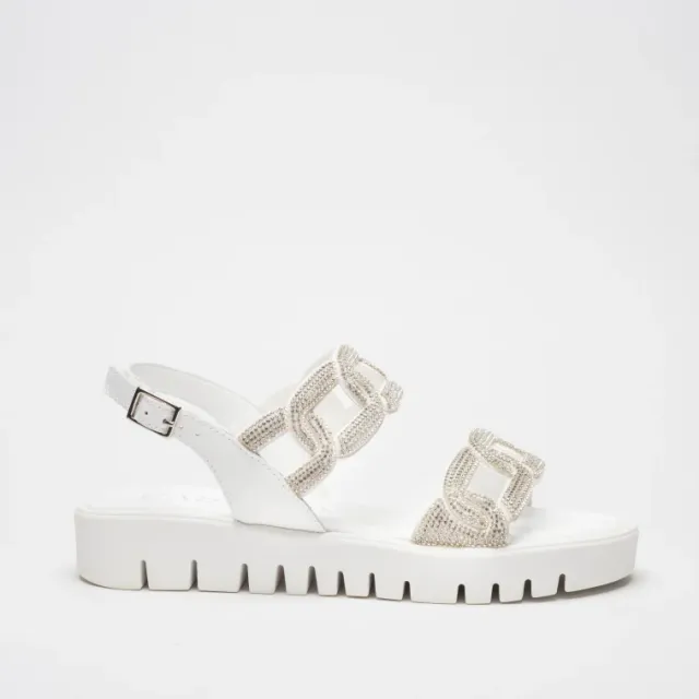Pasquini Greta sandalo bianco 3 cm strass