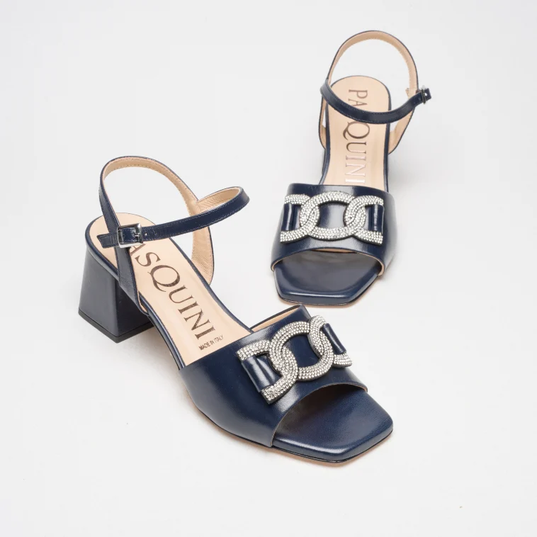 Pasquini Nina sandalo blu tacco 6 cm strass