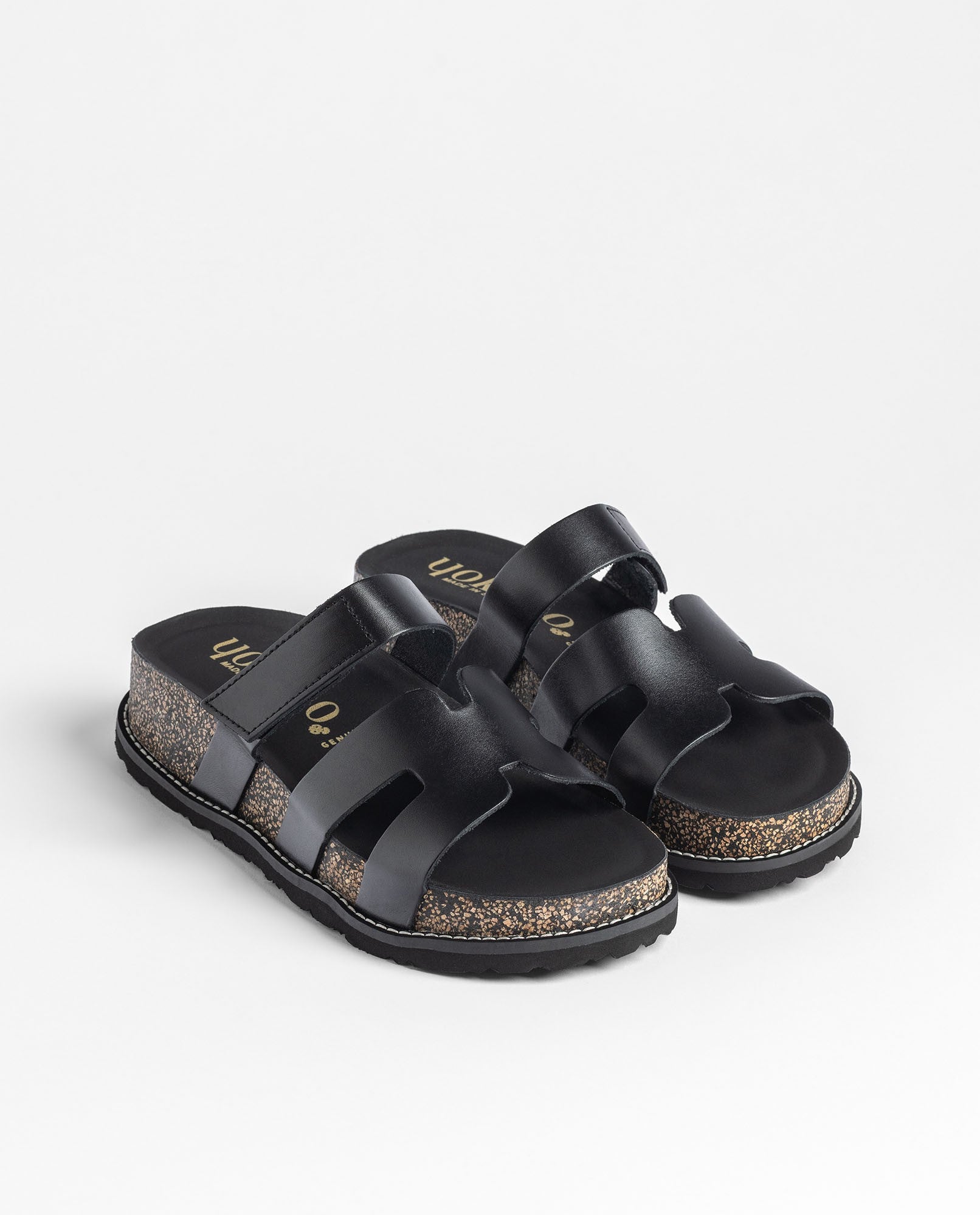 Yokono Oca-125 sandali con plateau neri in pelle