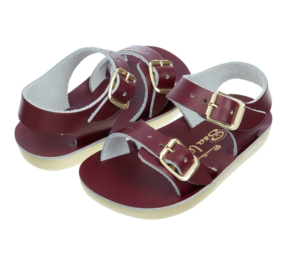 Salt-Water Seawee sandali bimbo Claret in cuoio