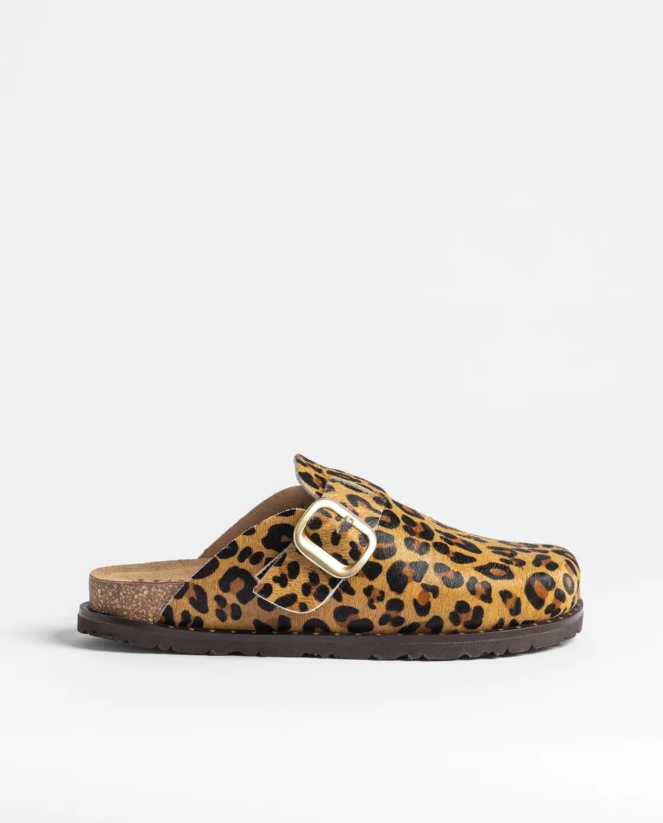 Yokono Bolus 599 zoccoli donna leopardo in pelle