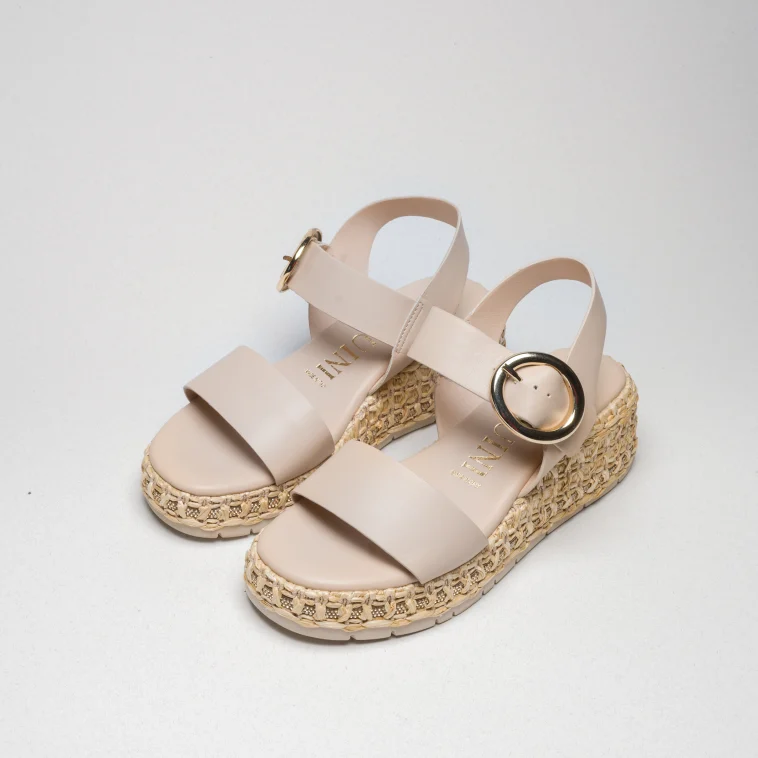 Pasquini Dafne sandalo zeppa nude 6 cm in pelle