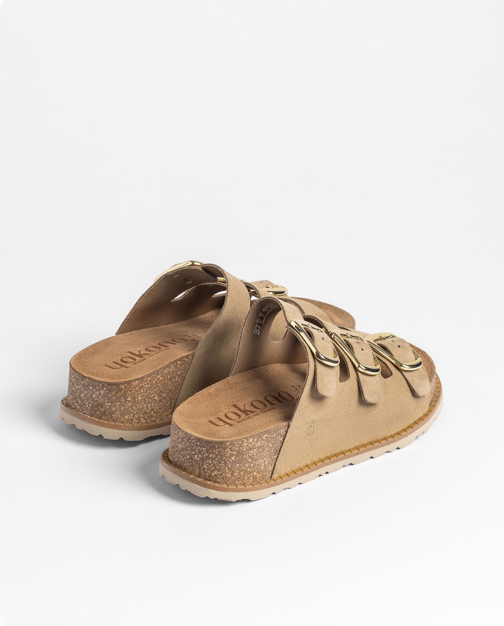 Yokono Ali-260 sandali con plateau marrone chiaro in pelle